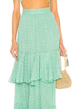 Rococo Sand Aria Tiered Maxi Skirt Mint